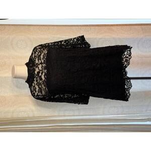 Torrid Black Lace Mock Neck Blouse Size 3